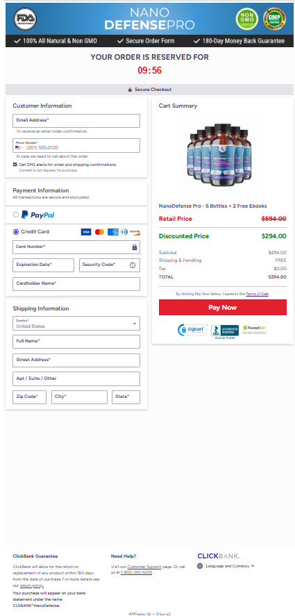 NanoDefense Pro order page